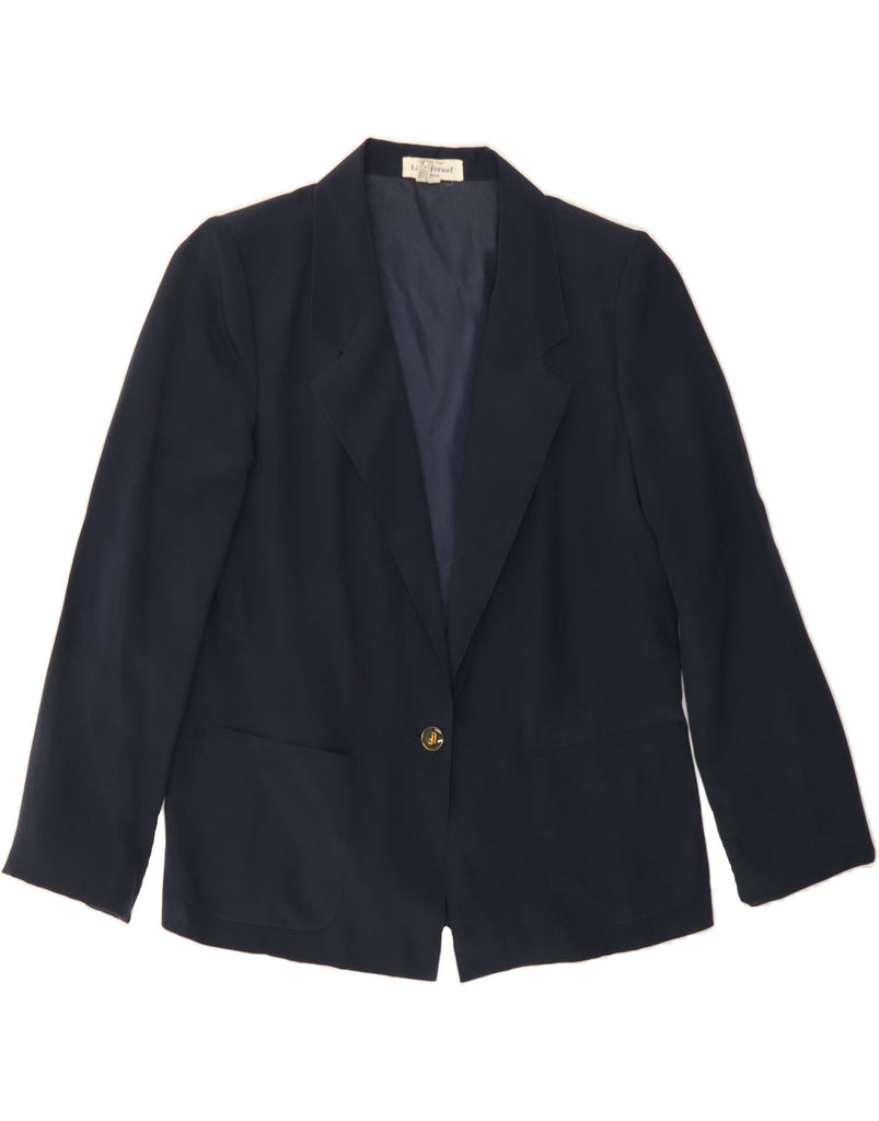 LOUIS FERAUD Womens 1 Button Blazer Jacket IT 46 Large Navy Blue Vintage Louis Feraud and Second-Hand Louis Feraud from Messina Hembry 