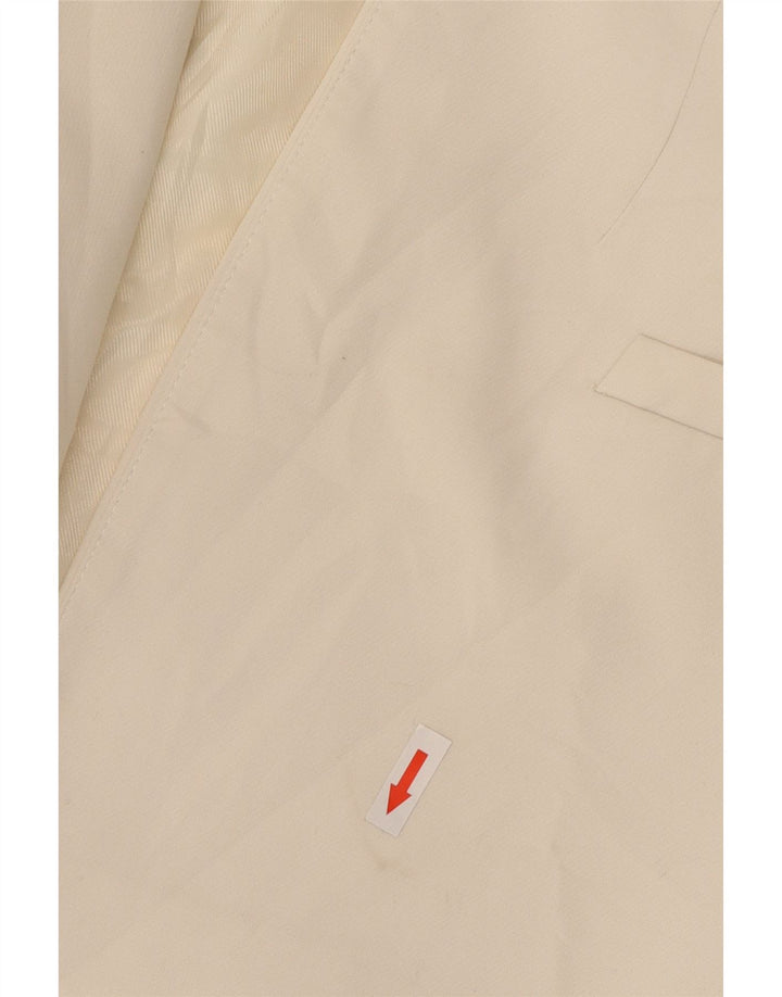 Zara Mujer Crop Open Blazer Chaqueta UK 6 XS Off White Poliéster