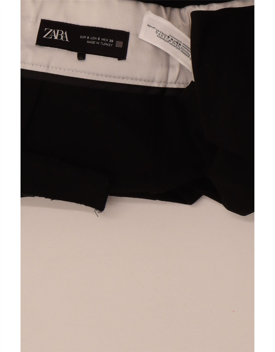 Zara Mujer Pantalones Chinos Pegged Pequeños W26 L30 Poliéster Negro