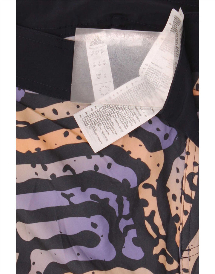 Adidas Bañador con estampado abstracto para hombre, talla grande, poliéster multicolor