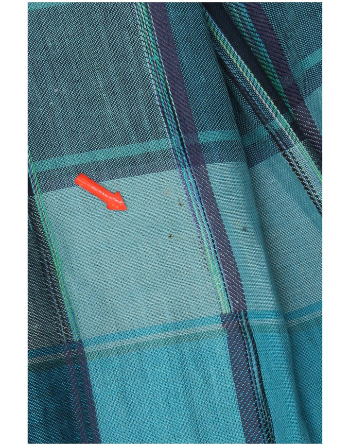 Vintage mujer 2 botones Blazer chaqueta Reino Unido 18 XL azul comprobar viscosa