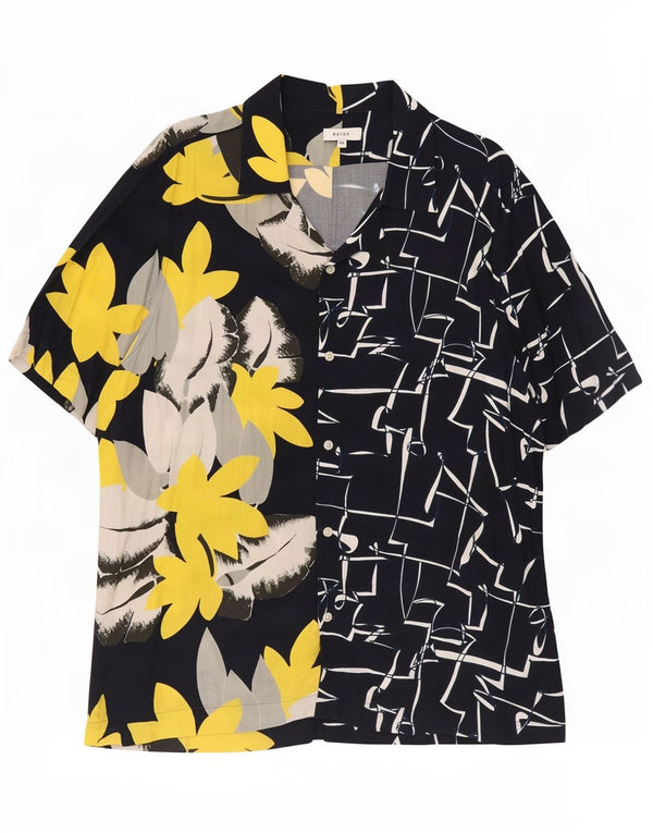 Camisa de manga corta Reiss para hombre 2XL Azul marino Floral Viscosa