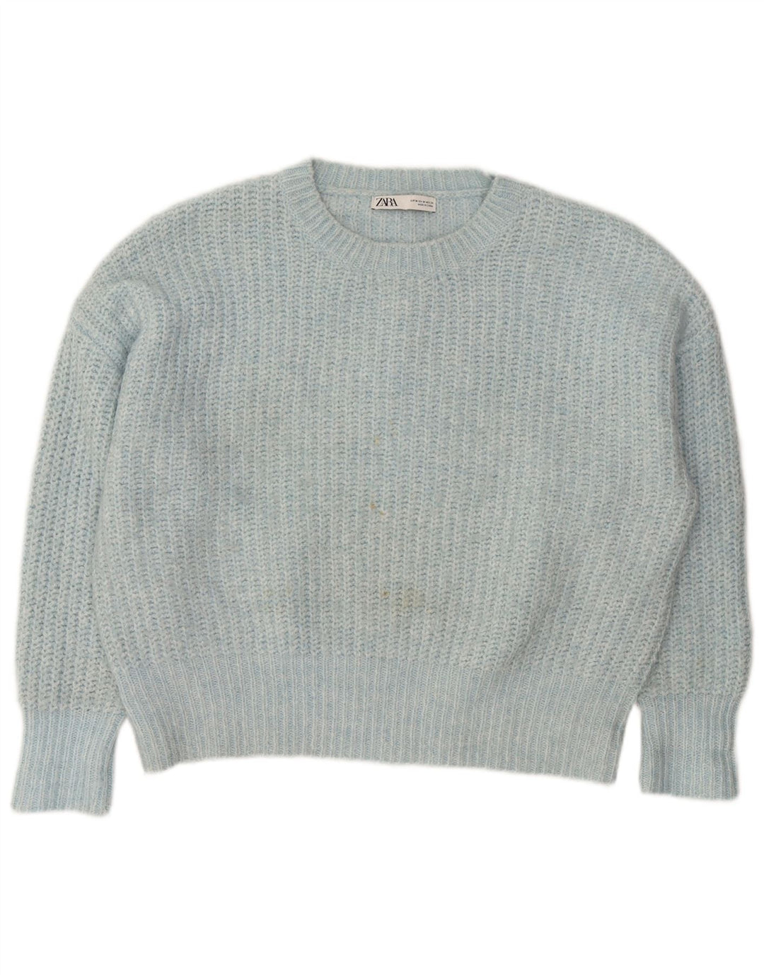 Zara - Jersey extragrande con cuello barco para mujer, talla 44, poliéster azul medio