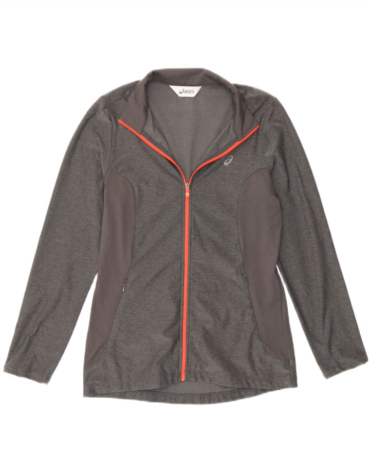 Asics Mujer Chándal Top Chaqueta Reino Unido 10 Pequeño Gris Moteado