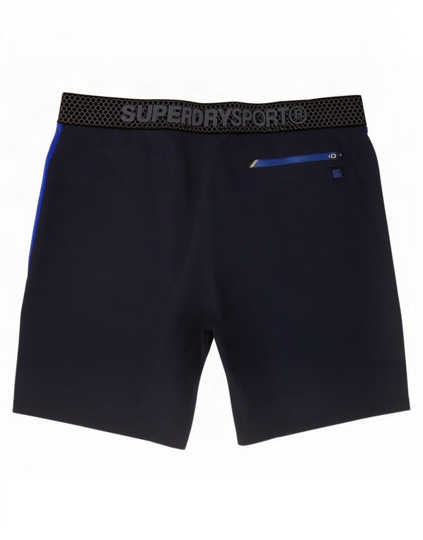 Superdry Shorts deportivos con estampado gráfico para hombre, 2XL, poliéster con bloques de color azul marino