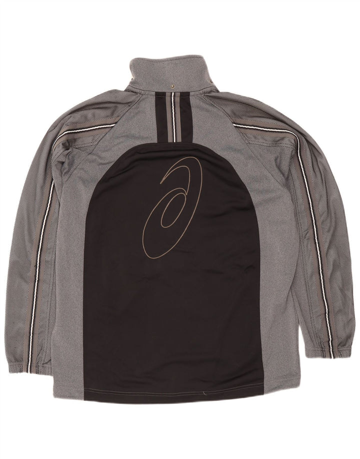 Asics Hombre Graphic Chándal Top Chaqueta Grande Gris Colorblock Poliéster
