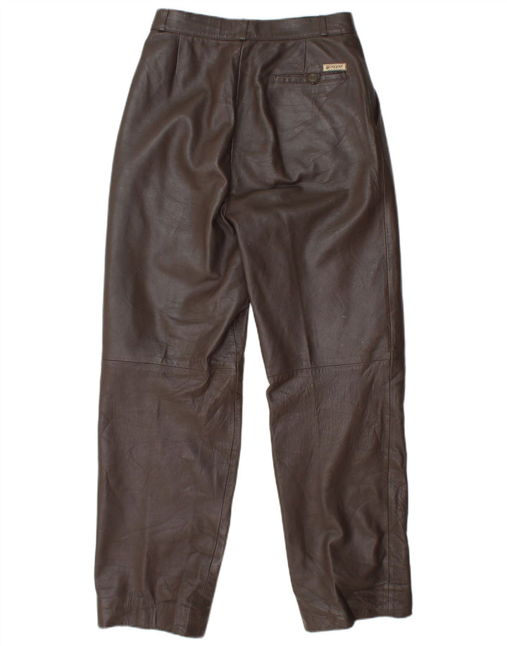 Pantalón recto de piel VINTAGE para mujer W25 L29 Marrón