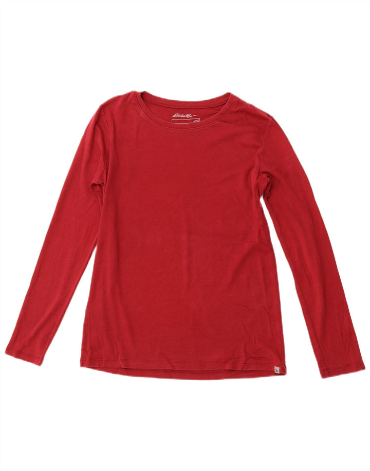 EDDIE BAUER Camiseta de manga larga para mujer UK 40 Grande Algodón burdeos