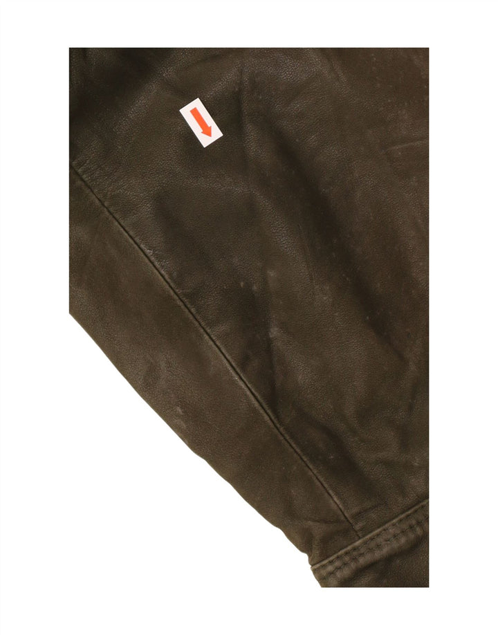 Chaqueta de cuero vintage para hombre IT 52 XL cuero caqui