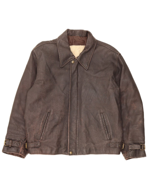 Vintage chaqueta de cuero para hombre Reino Unido 40 cuero marrón grande