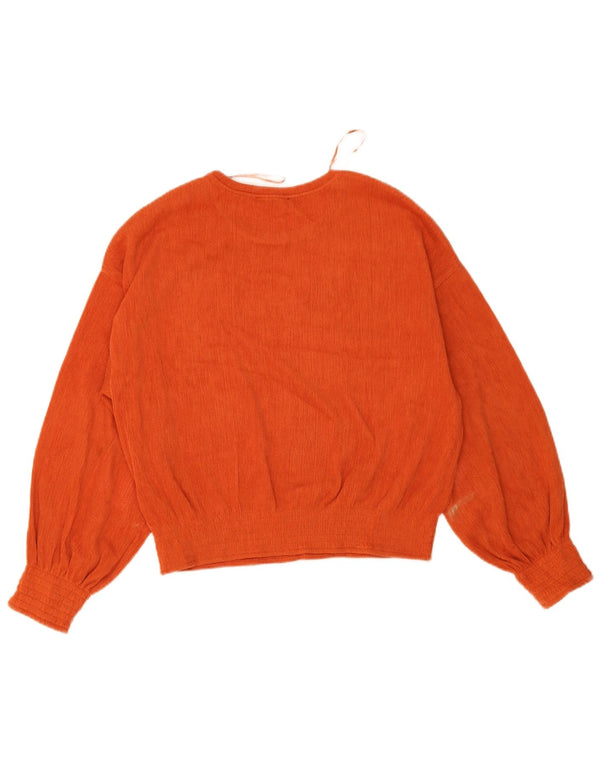 Zara Blusa extragrande de manga larga para mujer Top UK 10 Small Naranja Poliéster