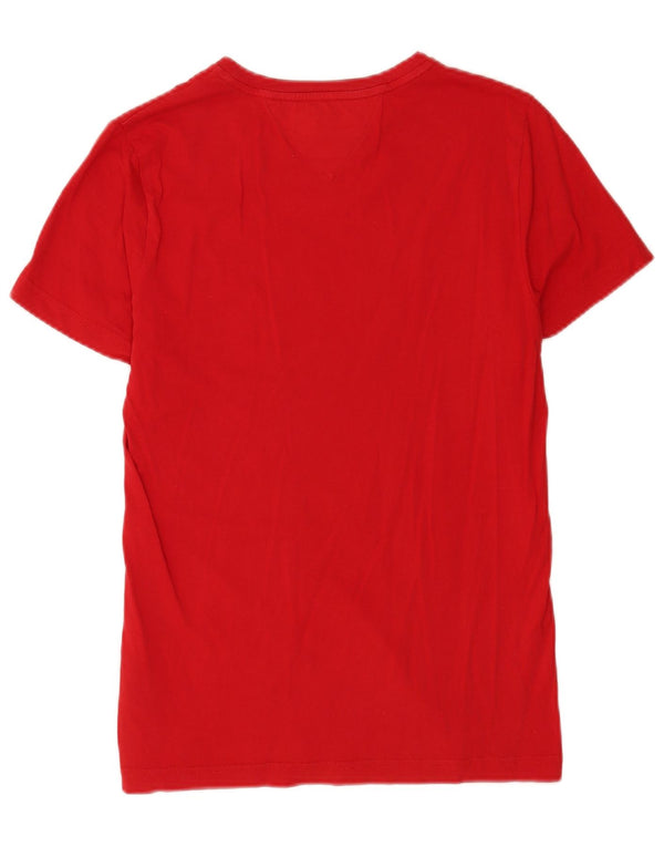 Tommy Hilfiger Camiseta gráfica para hombre Top pequeño de algodón con bloques de color rojo