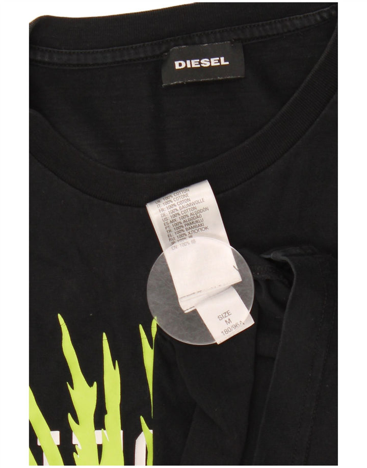 DIESEL Camiseta gráfica para mujer Top UK 44 Mediano Algodón negro