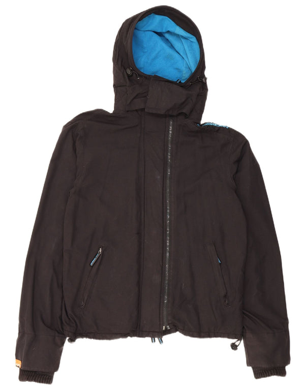 Superdry Chaqueta cortavientos con capucha y gráfico para hombre UK 38 Medium Black Nylon