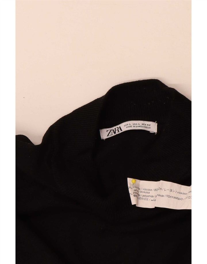Zara Hombre Jersey Con Cuello Alto De Viscosa Negro Grande