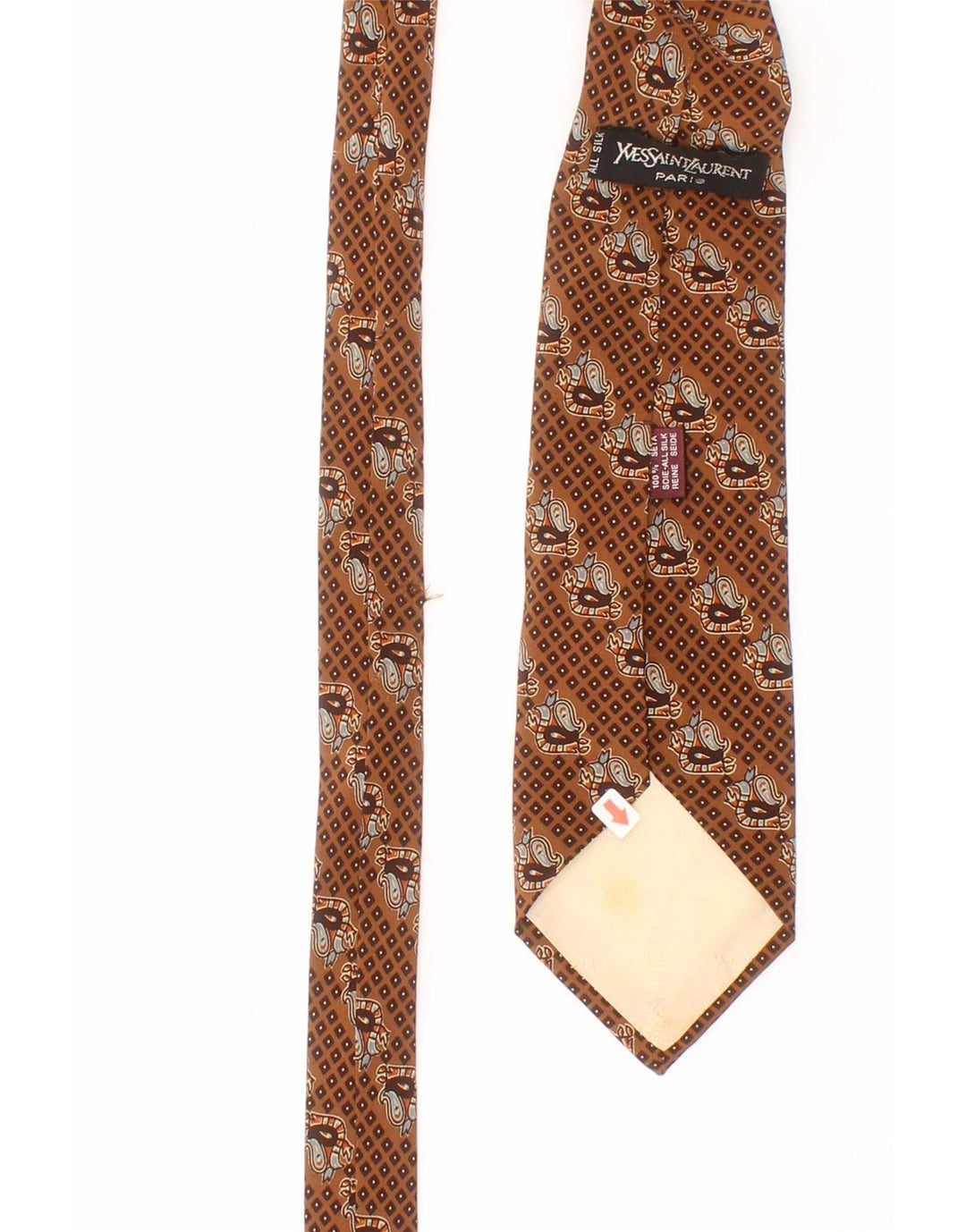 Corbata Yves Saint Laurent para hombre Talla única Marrón Geométrica Seda Clásica