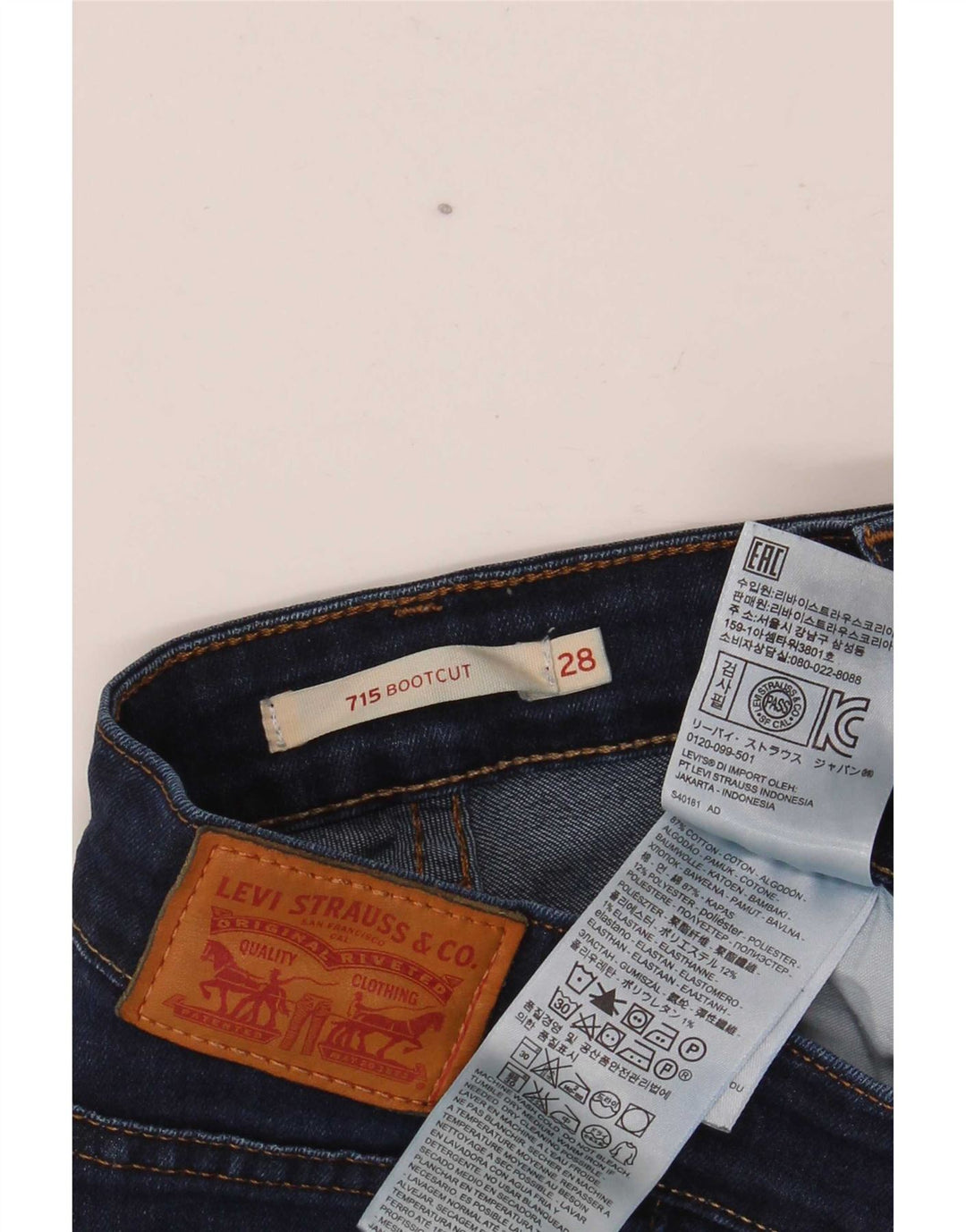 Vaqueros Levi's 715 Bootcut para mujer W28 L32 Algodón azul marino