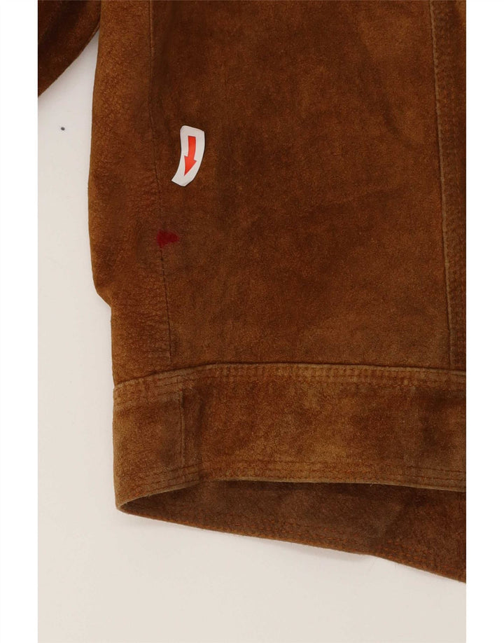 Vintage mujer chaqueta de ante de gran tamaño Reino Unido 20 2XL cuero marrón