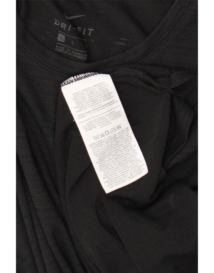Nike Camiseta Dri Fit para mujer de manga larga UK 46 Grande Poliéster a rayas negras