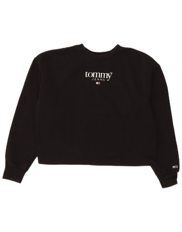 Tommy Hilfiger Sudadera de gran tamaño con gráfico para mujer UK 10 Small Black