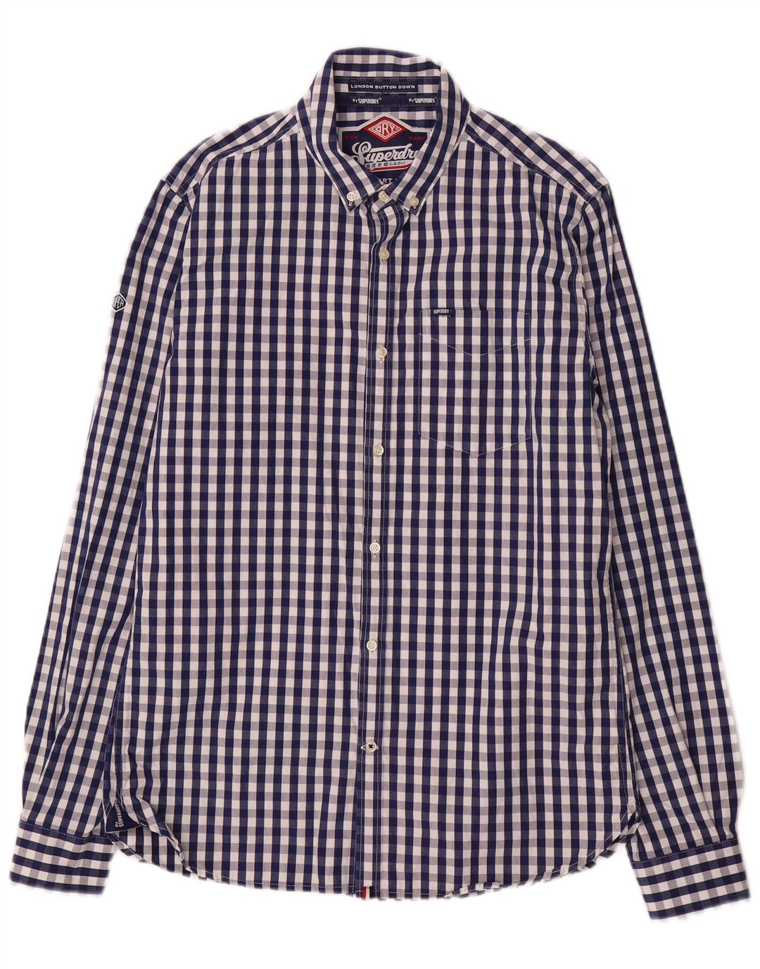 Camisa Superdry Para Hombre Grande De Algodón A Cuadros Azul Marino
