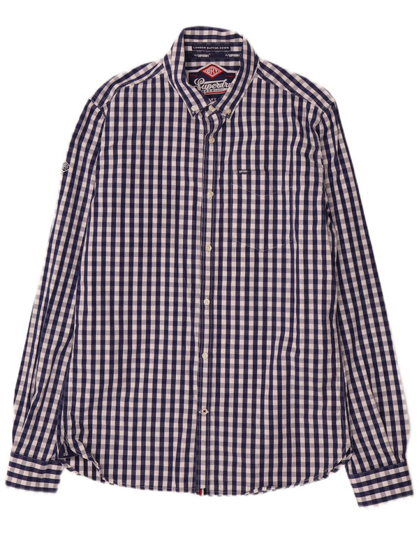 Camisa Superdry Para Hombre Grande De Algodón A Cuadros Azul Marino