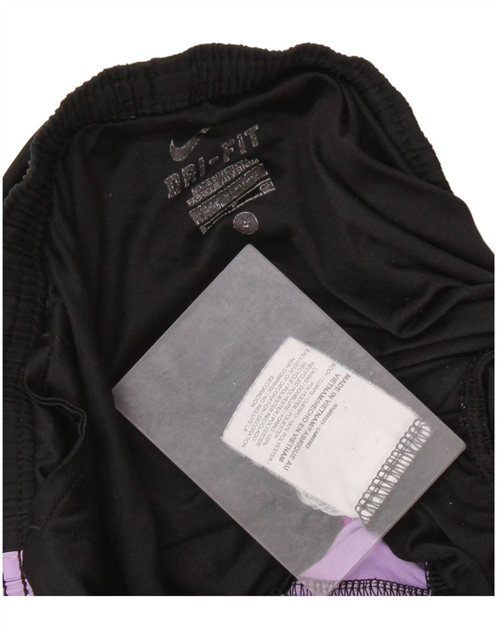 NIKE Pantalones cortos deportivos Dri Fit para mujer UK 10 Small Black Colourblock Poliéster