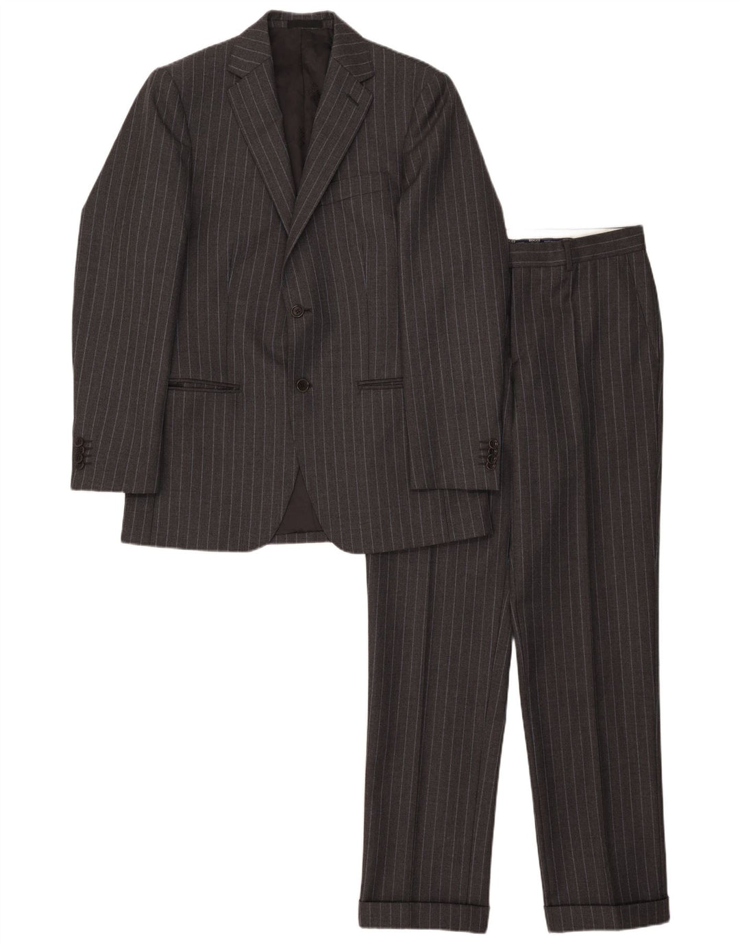 Boggi Traje de 2 botones para hombre IT 48 Medium W31 L32 Lana gris a rayas