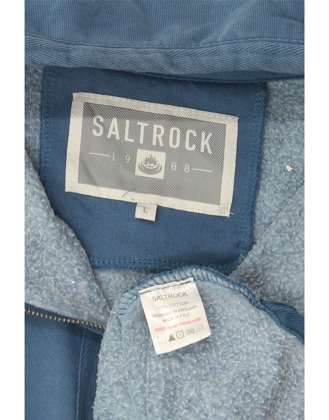 Saltrock - Sudadera con cuello y cremallera para hombre, talla grande, algodón azul