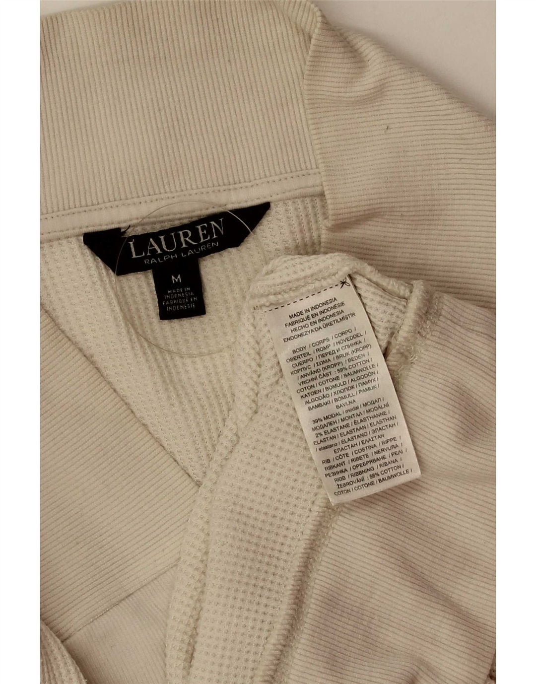Ralph Lauren - Sudadera con cuello y botones para mujer, talla 40, tamaño mediano, algodón blanco