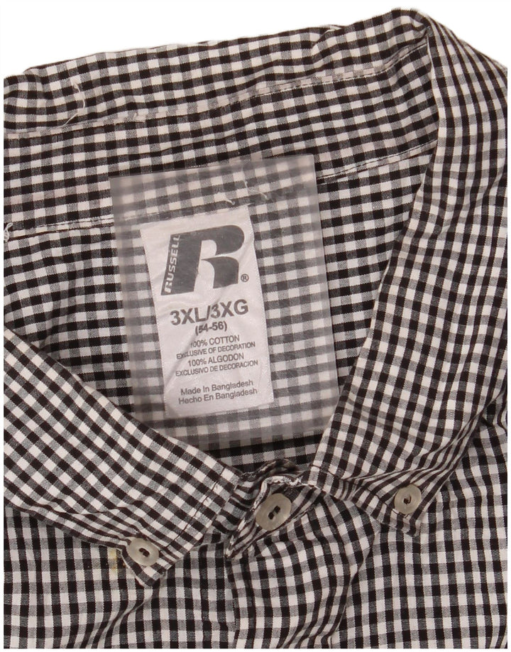 RUSSELL ATHLETIC Camisa Arkansas Razorbacks para hombre 3XL Algodón a cuadros negro