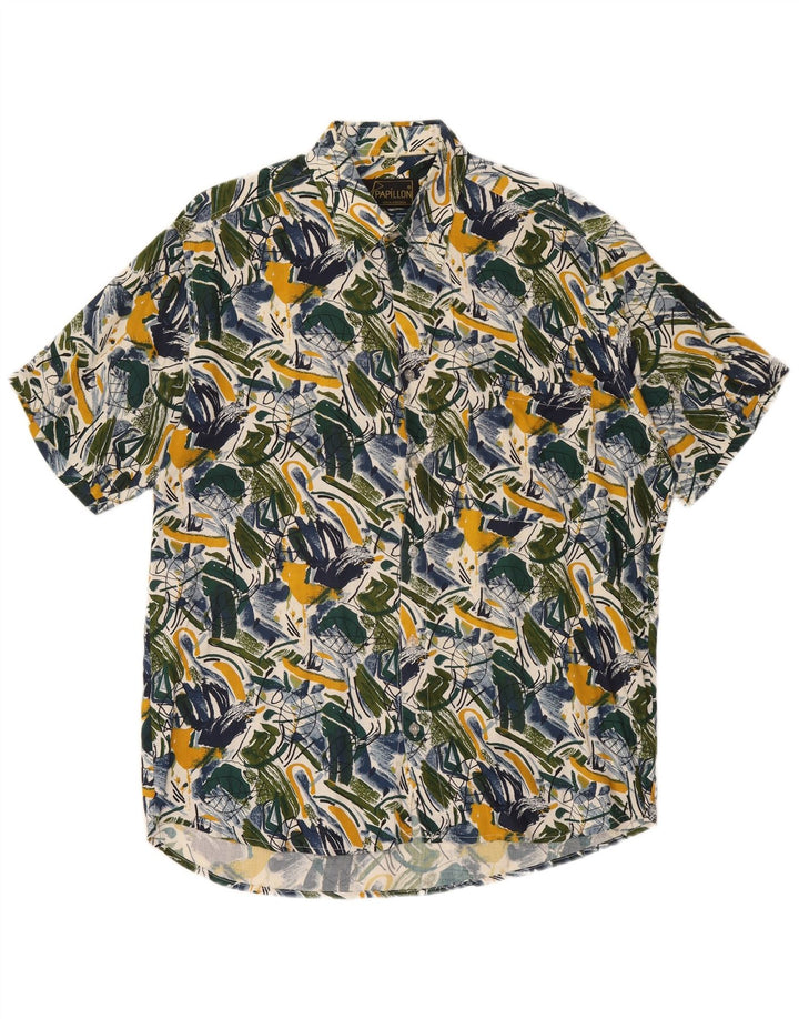 Papillon Camisa de manga corta con estampado abstracto para hombre, talla mediana, multicolor