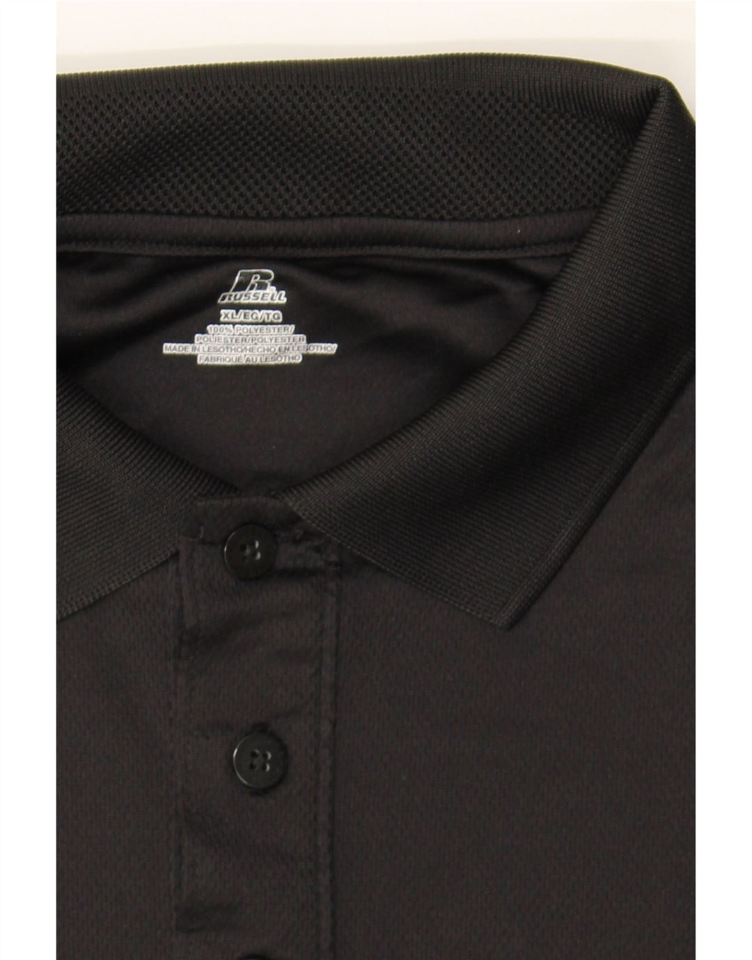 RUSSELL ATHLETIC Mens Polo Shirt XL Black Polyester Vintage Russell Athletic and Second-Hand Russell Athletic from Messina Hembry 