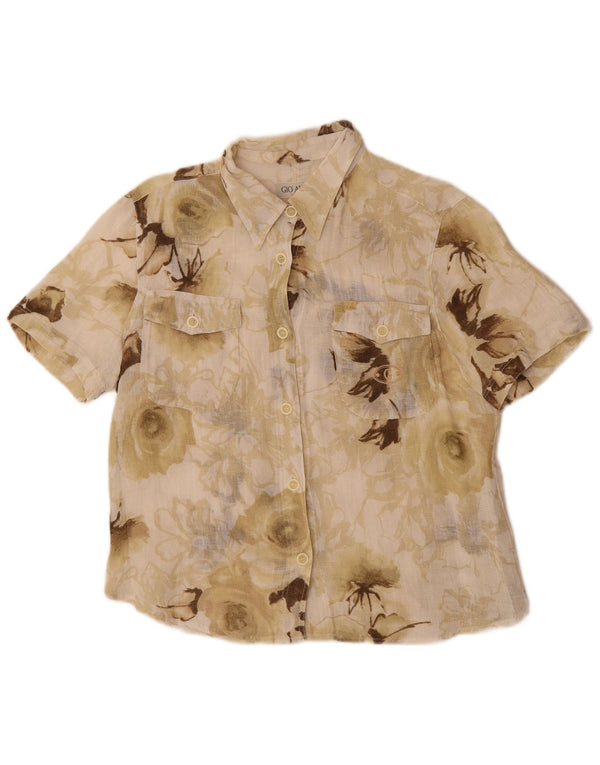 Camisa de manga corta transparente para mujer Gio Anna IT 44 Medium Beige Floral