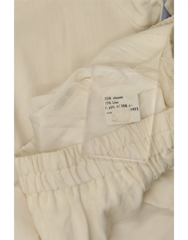 VINTAGE Chaqueta Bomber Mujer Reino Unido 12 Medio Off Blanco Colorblock Viscosa