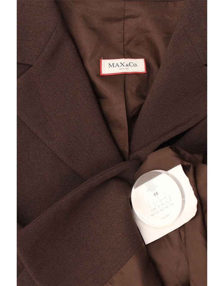 Max & Co. Chaqueta tipo blazer de 3 botones para mujer UK 44 Poliéster marrón medio