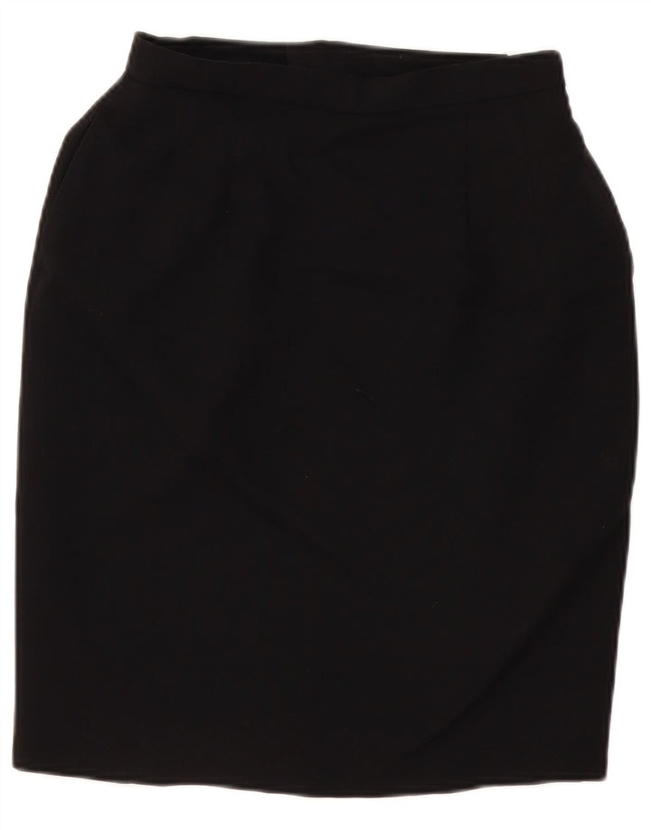 Falda lápiz vintage para mujer W28 lana negra mediana
