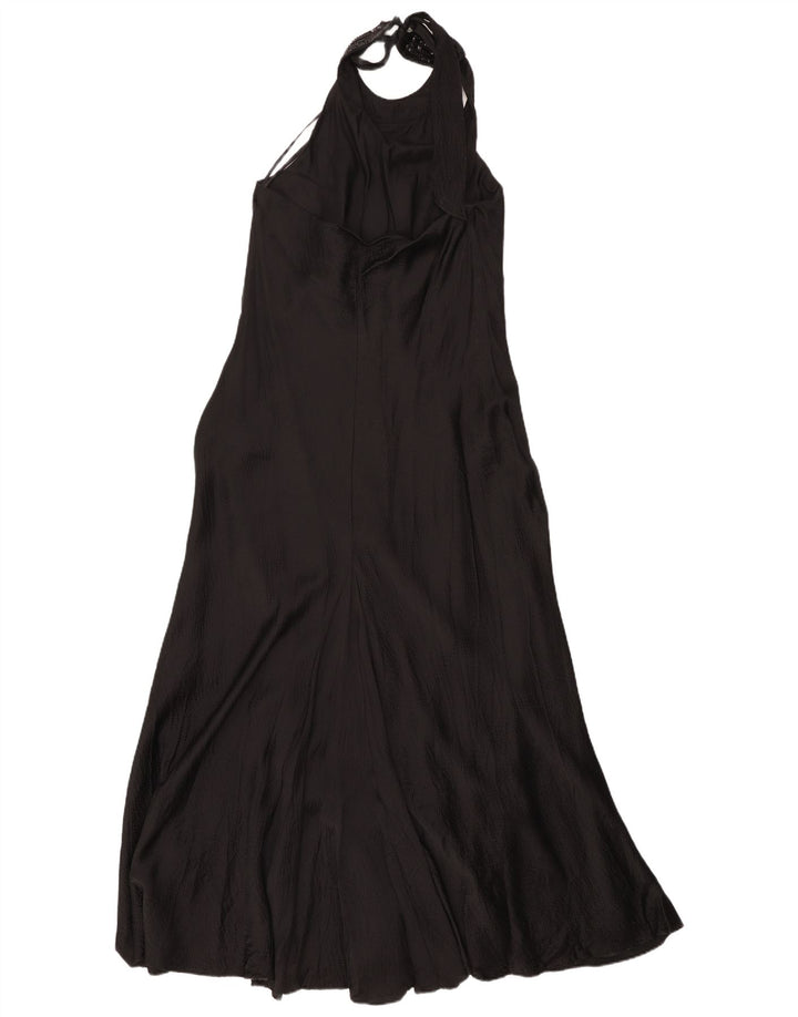 Monsoon Vestido maxi halter para mujer UK 46 Large Seda negra