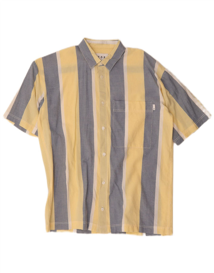 Vintage hombres camisa de manga corta pequeña rayas amarillas