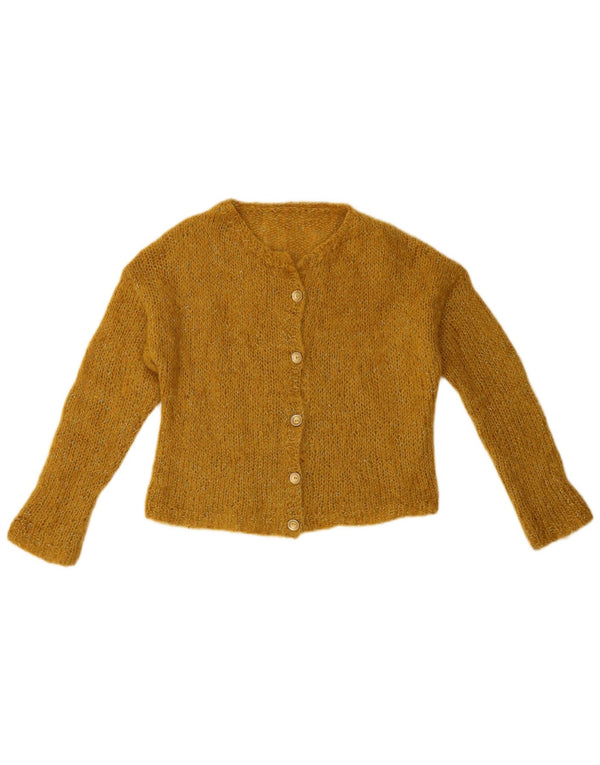 Vintage mujer crop cardigan suéter Reino Unido 14 amarillo medio