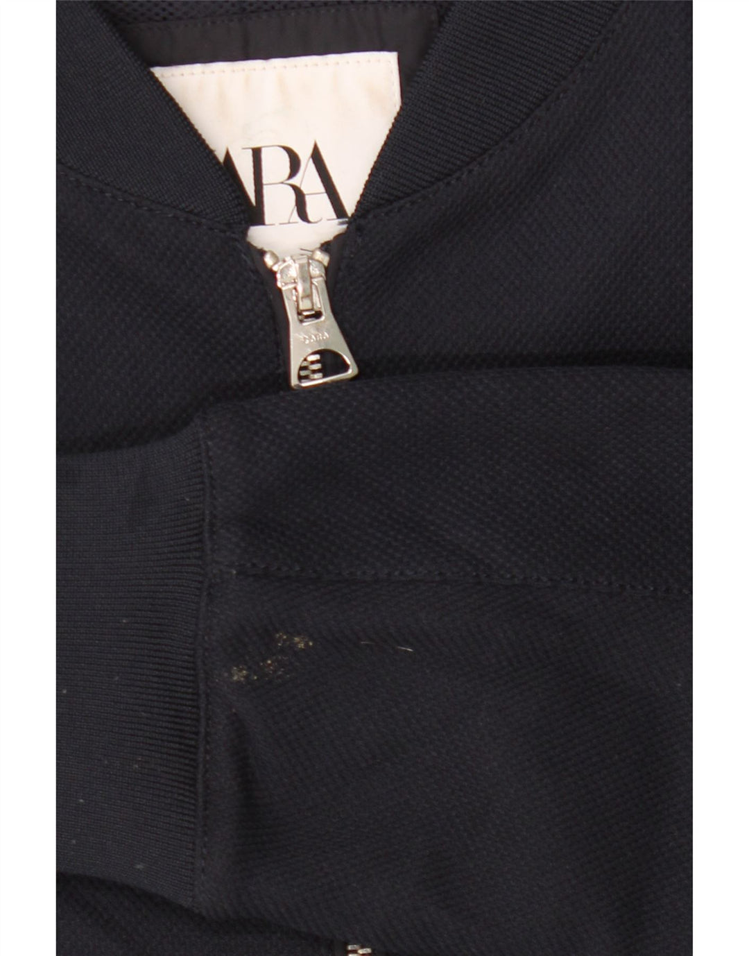 ZARA Womens Bomber Jacket UK 14 Medium Navy Blue Polyester Vintage Zara and Second-Hand Zara from Messina Hembry 