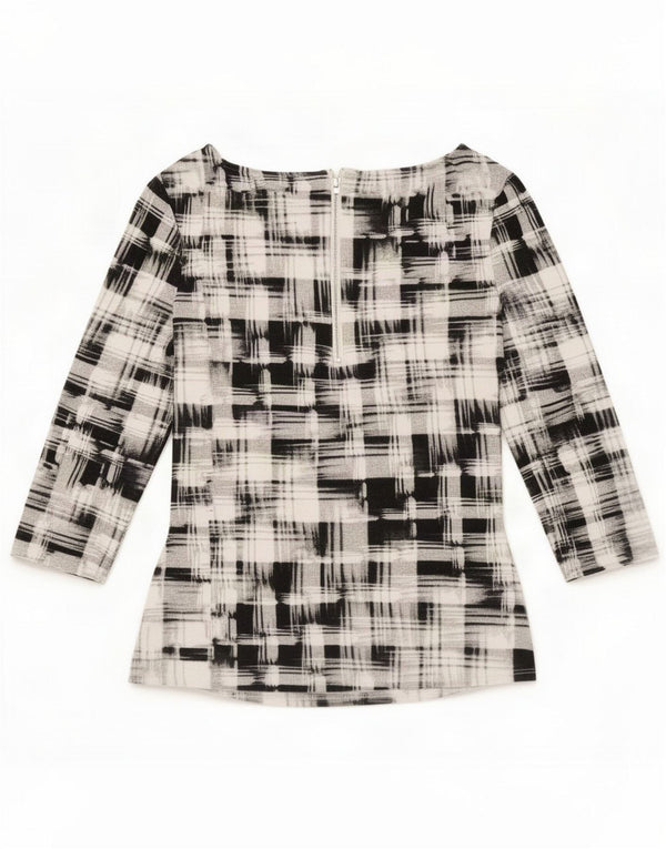Phase Eight Blusa de manga 3/4 para mujer UK 40 Medium Black Check Viscosa