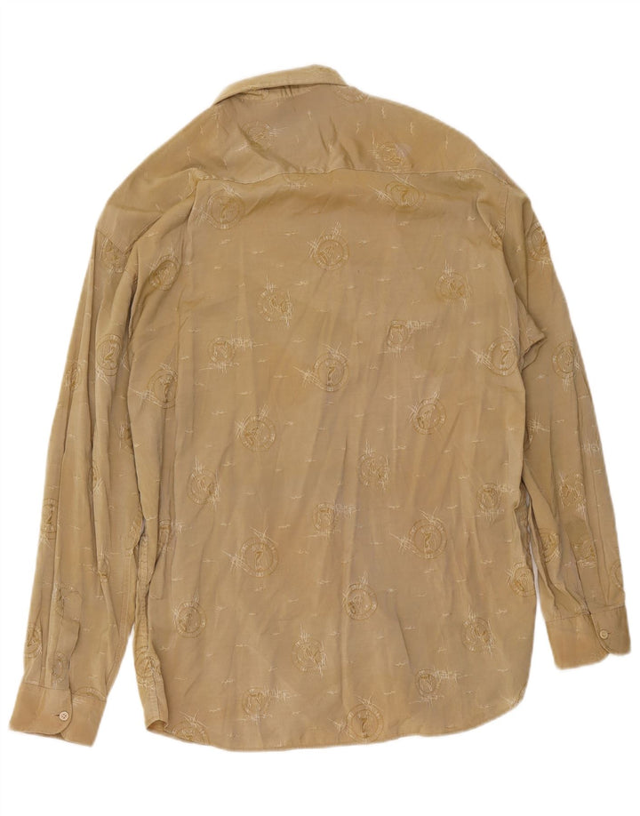 Mac Fashion Camisa con patrón abstracto para hombre, talla grande, color beige