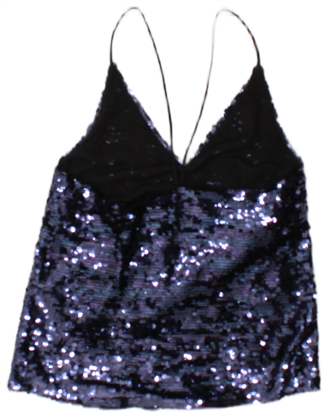Zara Mujer Cami Top De Lentejuelas UK 10 Small Poliéster Azul