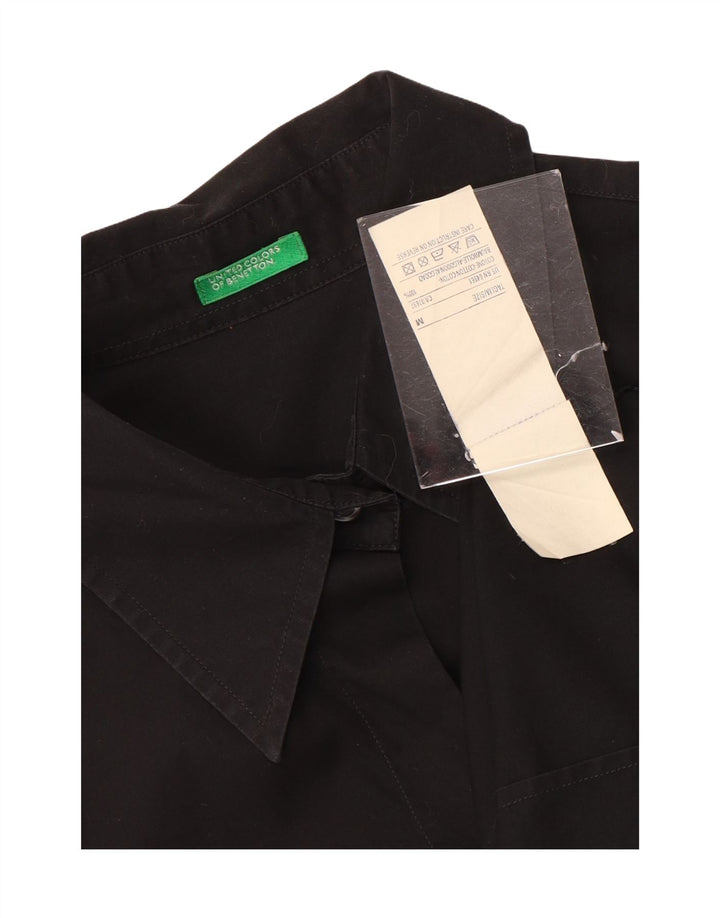 Camisa Benetton Mujer ES 44 Mediano Negro Algodón
