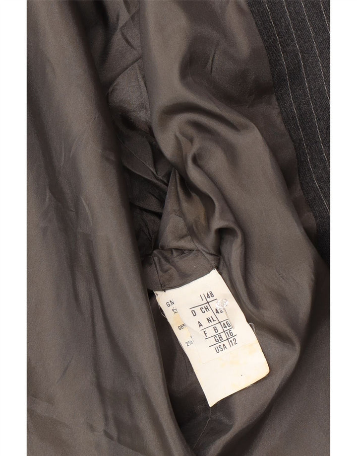 Ferre Mujer 001 1 Botón Blazer Chaqueta UK 46 Grande Gris Acetato De Rayas Pintadas