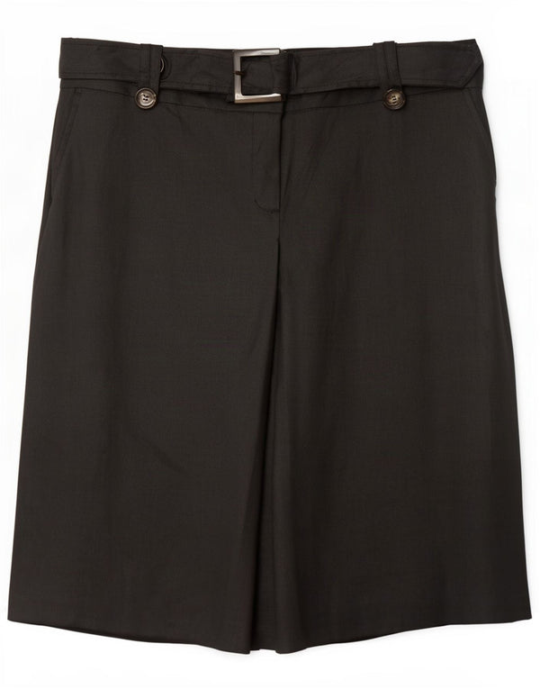 Zara Mujer Falda Midi XL W32 Negro Ramio