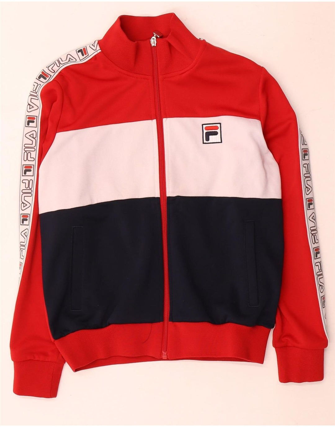 Fila Chaqueta de chándal gráfica para mujer UK 40 Medium Red Colourblock