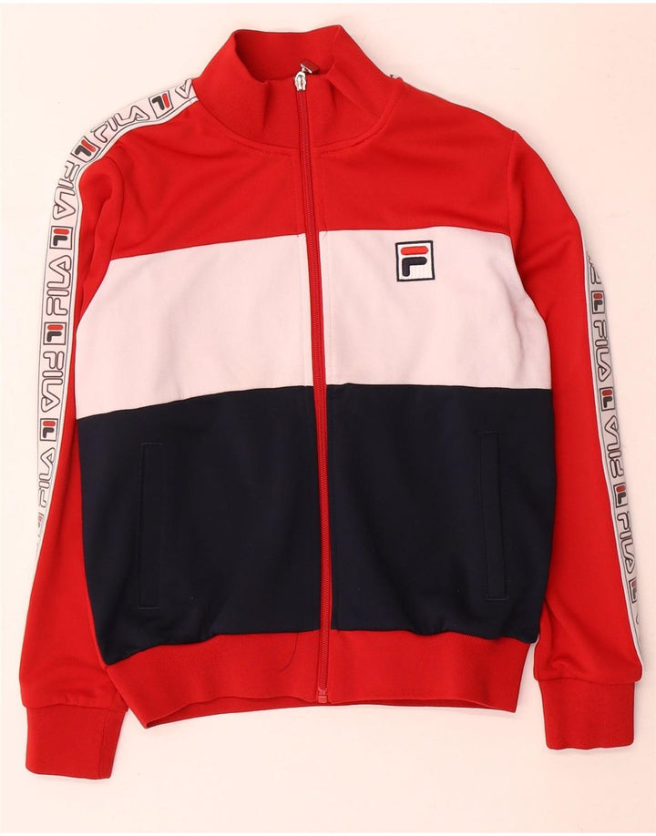 Fila Chaqueta de chándal gráfica para mujer UK 40 Medium Red Colourblock