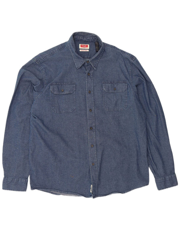 Wrangler Camisa Vaquera Hombre XL Algodón Azul Marino